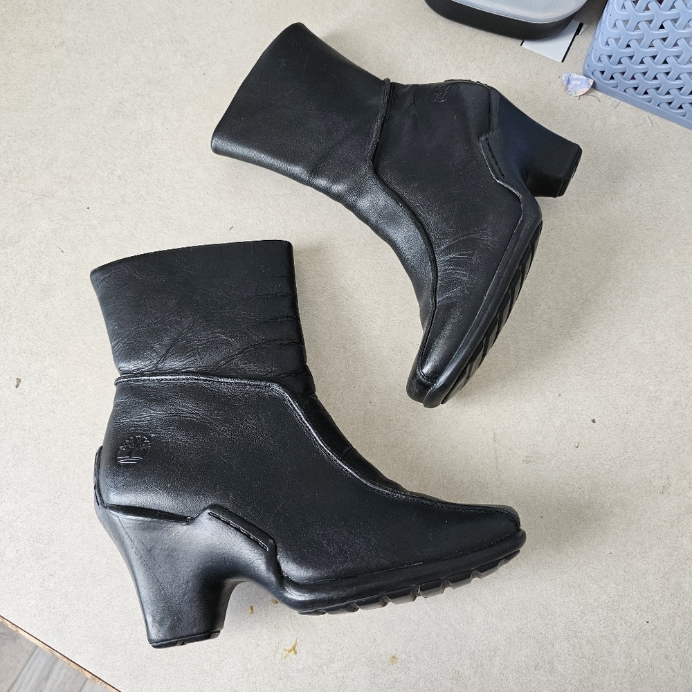Timberland Black Leather Ankle Booties
